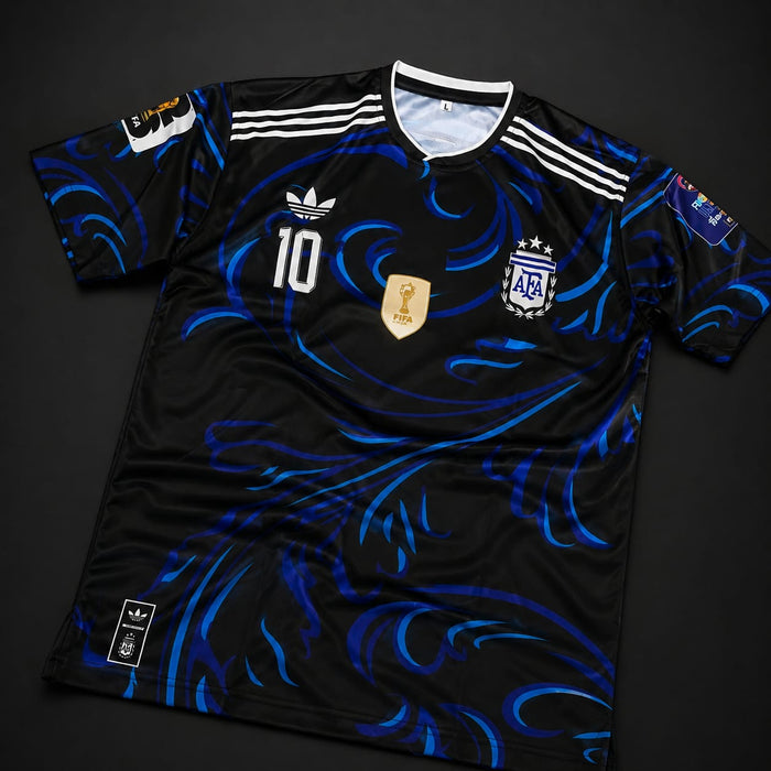 Argentina Away Jersey 2026 – Black & Blue Messi #10 Football Shirt